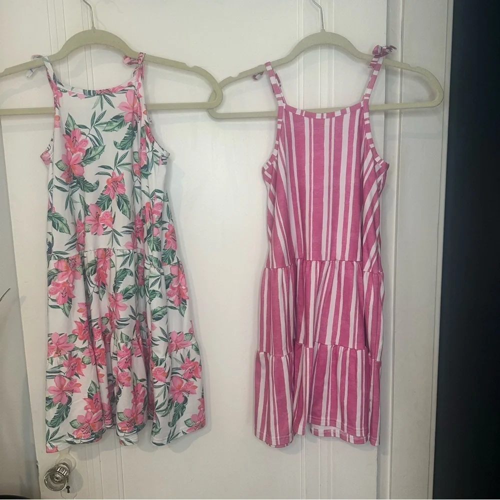 Tommy Bahama Pink Floral and Striped Kids Dresses lot - Picture 2 of 6